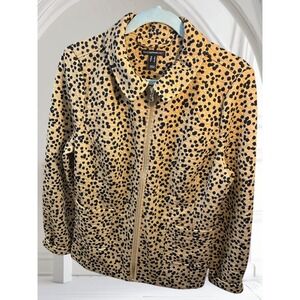 Isaac Mizrahi LIVE! Quilted Jacket Small S Leopard Print Zip Up Long Sleeve